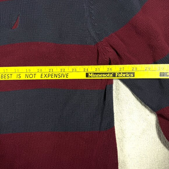 Nautica Mens 3X Red Navy Stripe Cotton Quarter Zip Pullover Sweater Big Tall - Picture 8 of 12